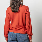 Snap Cuff V-neck Sweater