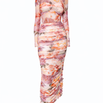 mesh floral midi dress on white background 