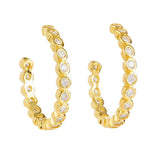 Round Stone Hoop Earrings with Pavé