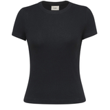 Navy blue t-shirt with a logo on a white background