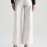High-rise cropped wide-leg pants in a light neutral tone