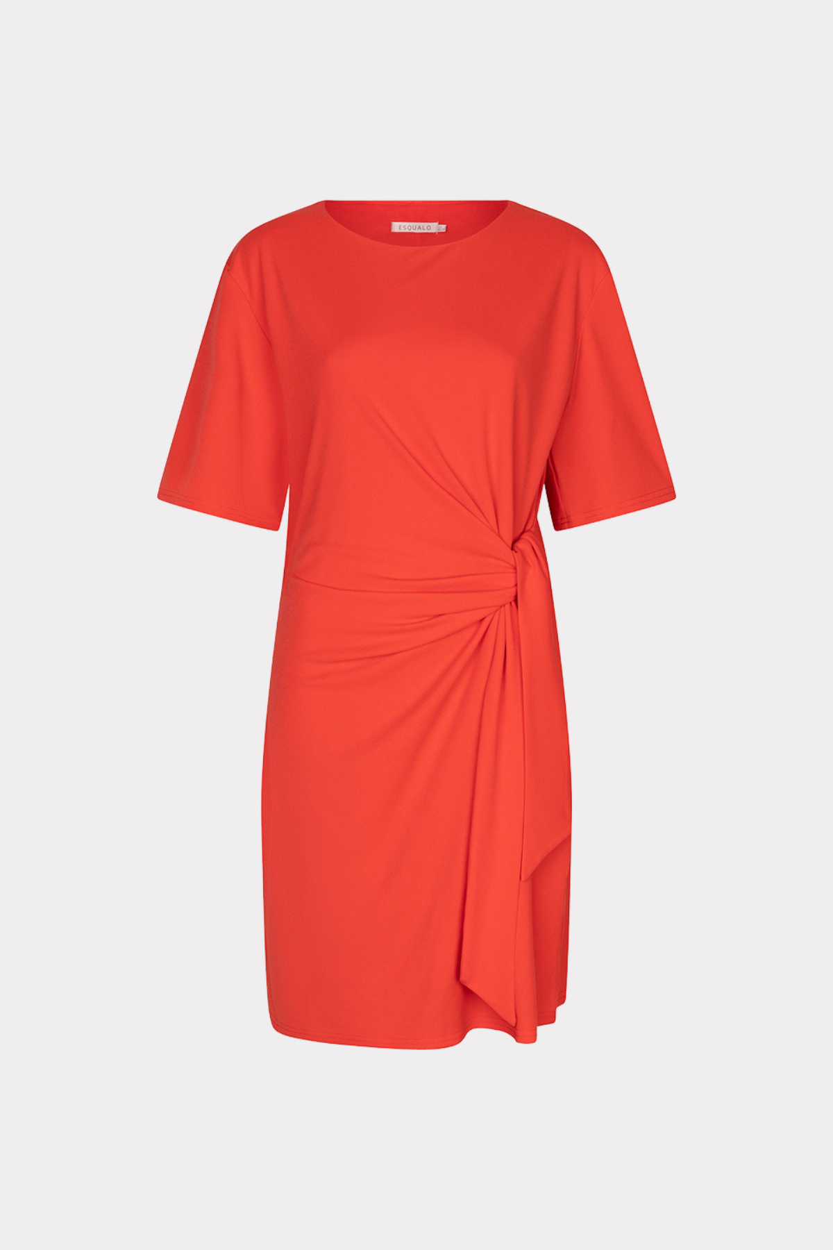 Orange dress with a knot detail on a white background