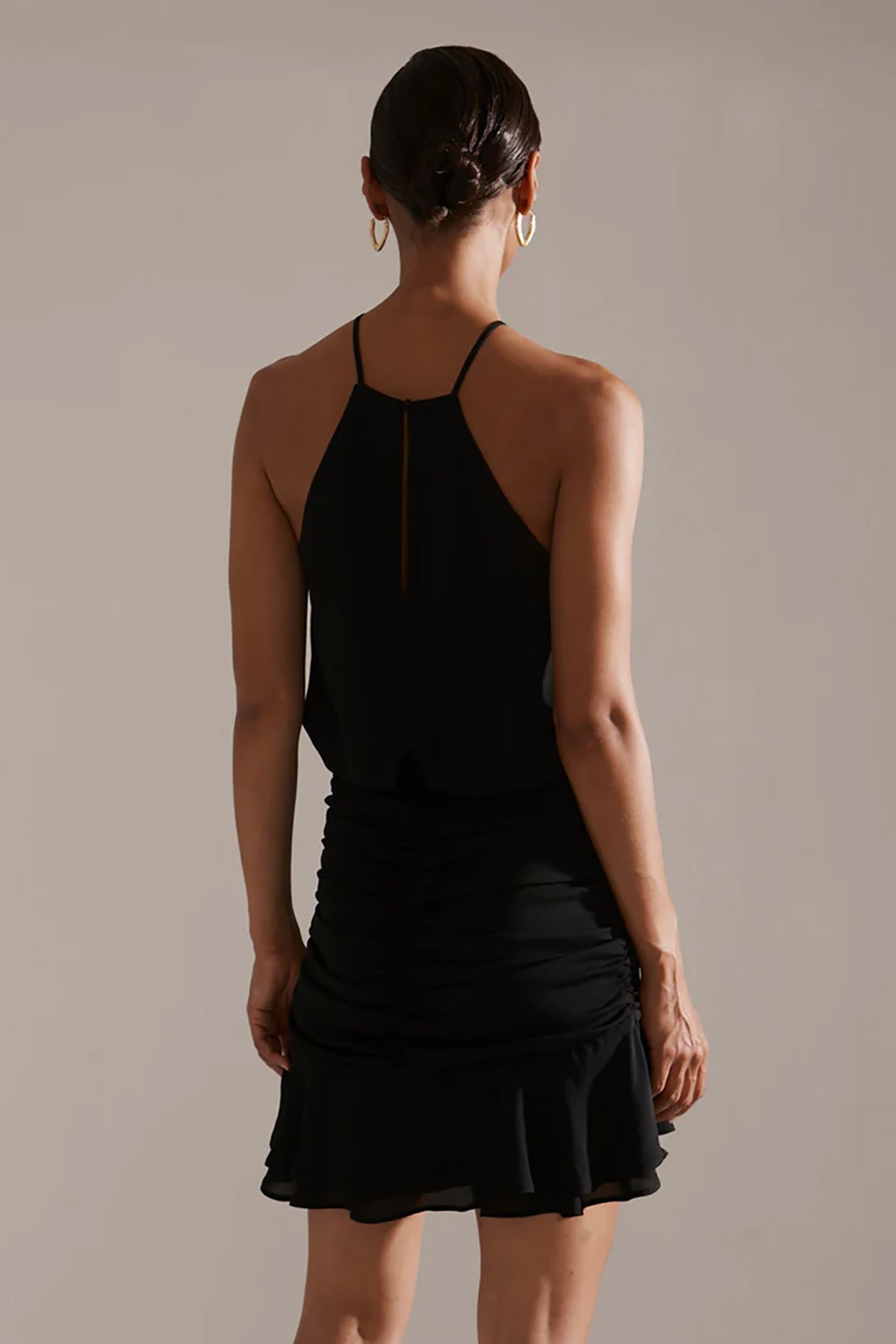 Asymmetrical Ruched Dress - Black