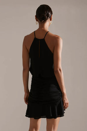Asymmetrical Ruched Dress - Black
