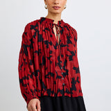 Long Sleeved Pleated Smocked Button Down