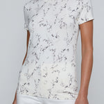 Short-sleeve crewneck top with a faded chain print.