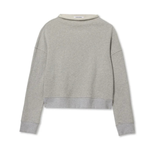 A light gray heathered cropped crewneck sweatshirt with ribbed hem and cuffs, shown from the back on a white background.