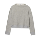 A light gray heathered cropped crewneck sweatshirt with ribbed hem and cuffs, shown from the back on a white background.