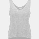Silver sequin tank top on a white background