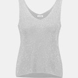 Silver sequin tank top on a white background