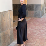 Black 3/4 Sleeve Sweater Top Dress