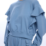Devona Studded Ruffle Sweatshirt