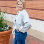 Soft bubble-style bomber jacket with front pockets