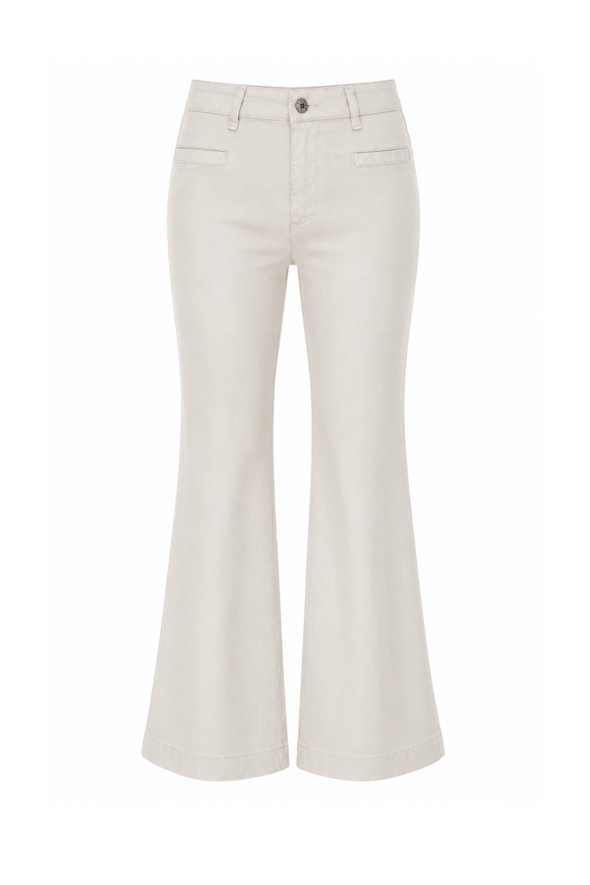 White flared jeans on a white background