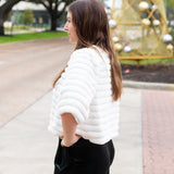 Half Sleeve Faux Fur Crop Jacket