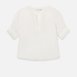 Ivory popover blouse with a relaxed fit and clean minimalist styling.