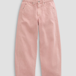 Pink jeans on a light gray background