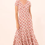 Printed midi dress with a flowing silhouette, styled for everyday wear.