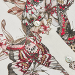 Close-up of a fabric with butterfly pattern on a white background