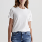 Classic white crewneck tee with a relaxed fit.