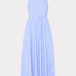 Light blue dress with a subtle pattern on a white background
