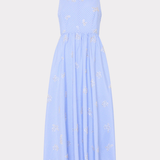 Light blue dress with a subtle pattern on a white background