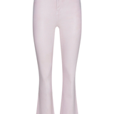 Light pink flared jeans on a white background