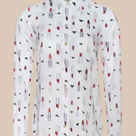 White shirt with lipstick pattern on a beige background