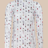 White shirt with lipstick pattern on a beige background