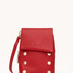 Red leather Hammitt VIP Mobile crossbody bag with brushed gold hardware