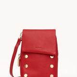 Red leather Hammitt VIP Mobile crossbody bag with brushed gold hardware