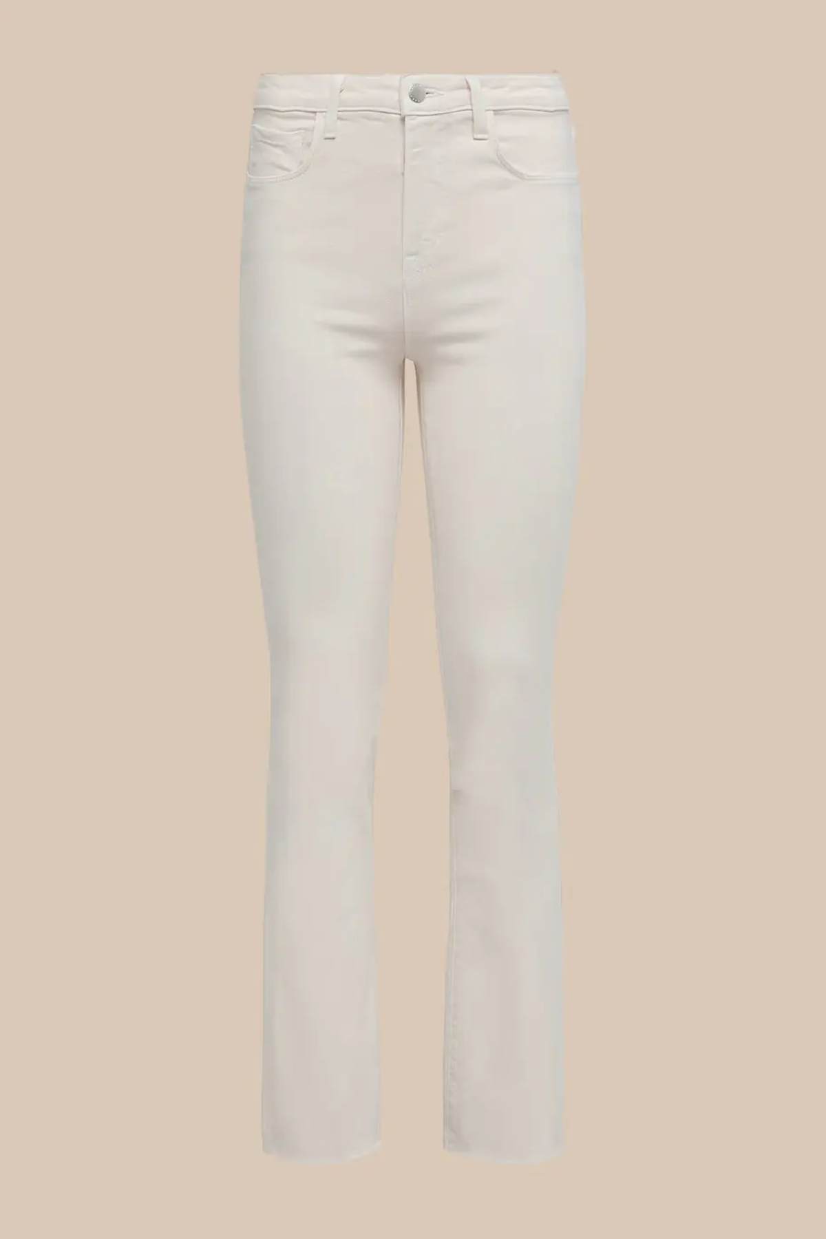 Light blue jeans on a beige background