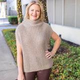 Knit Mock Neck Sleeveless Poncho
