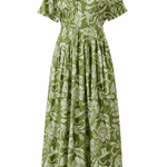 Green floral dress on a white background