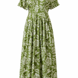 Green floral dress on a white background