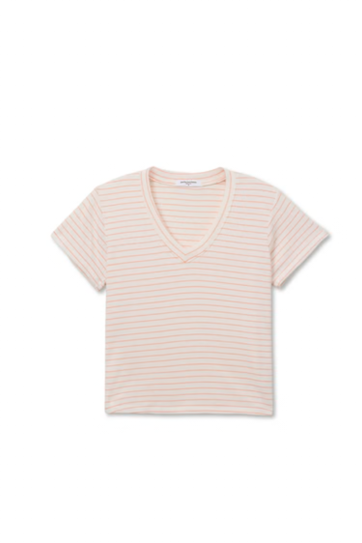 Pink and white striped t-shirt on a white background