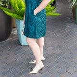 Teal Textured Puff Sleeve Dress