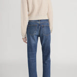 Check-pattern cardigan with subtle lurex shimmer, worn open over a neutral top