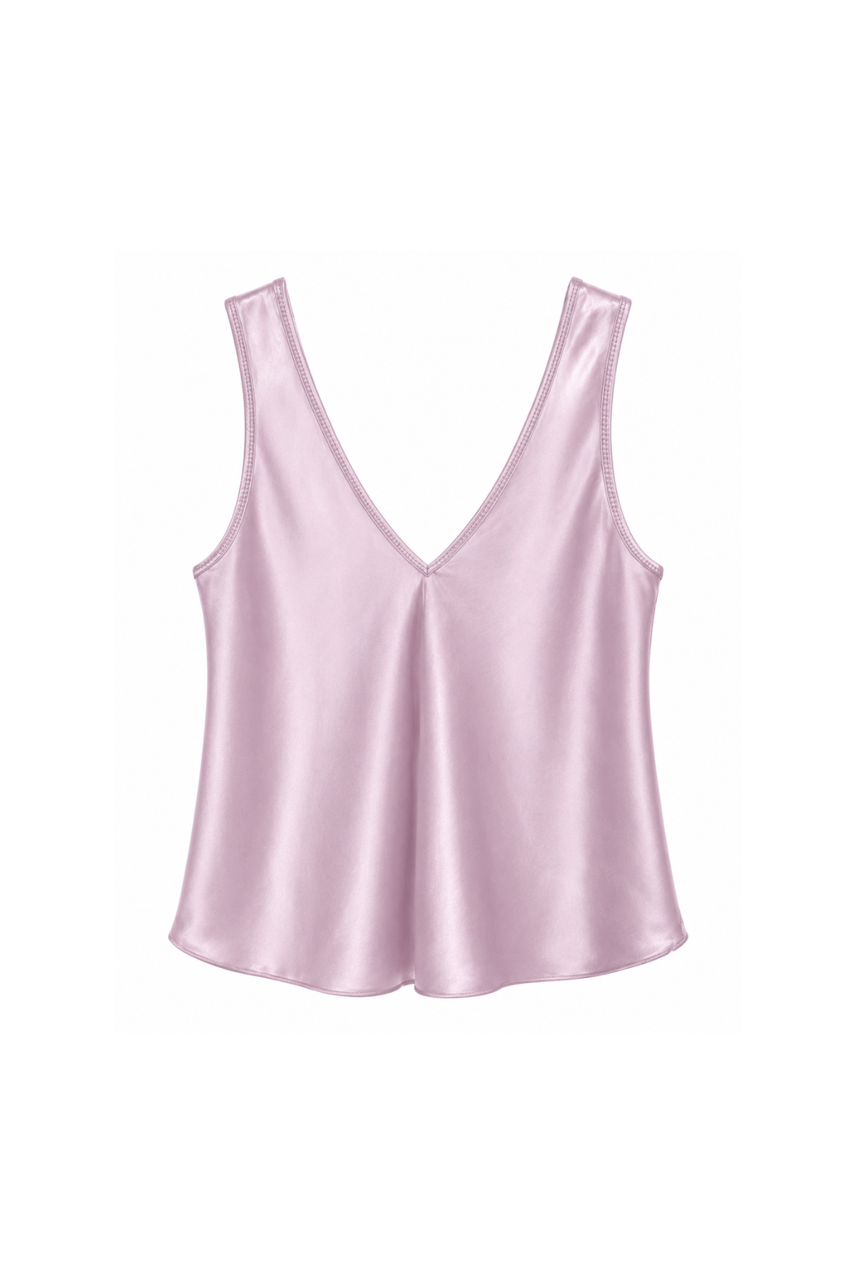 Pink satin tank top on a white background