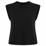 Black sleeveless top on a white background