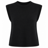 Black sleeveless top on a white background