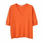 Orange sweater with a V-neck on a white background