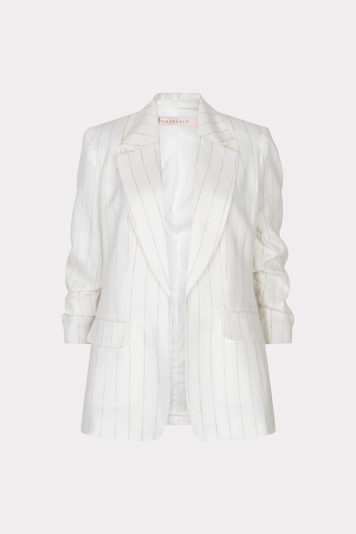 White pinstripe blazer on a white background