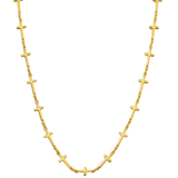Gold necklace with cross pendants on a white background