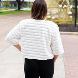 Half Sleeve Faux Fur Crop Jacket