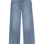 Pair of light blue jeans on a white background