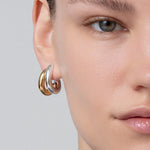 Elegant mixed metal drop earrings with refined detailing