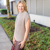 Knit Mock Neck Sleeveless Poncho