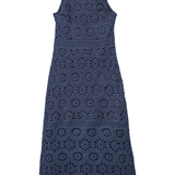 tan crochet dress on white background 