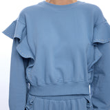 Devona Studded Ruffle Sweatshirt